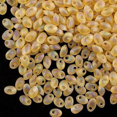 Miyuki Long Magatama Seed Bead Transparent Matte Light Amber AB 8g Tube (132FR)