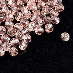 12 TRUE CRYSTAL 4mm Faceted Round Bead Vintage Rose (319)