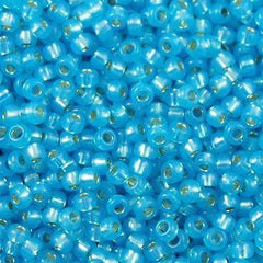 50g Miyuki Round Seed Bead 11/0 Silver Lined Dyed Aqua Blue 11-647