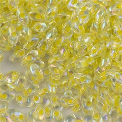 Miyuki Long Magatama Seed Bead Inside Color Lined Light Yellow AB 15g LM-273