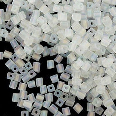 Miyuki 4mm Cube Seed Bead Transparent Matte Crystal AB 19g Tube (131FR)