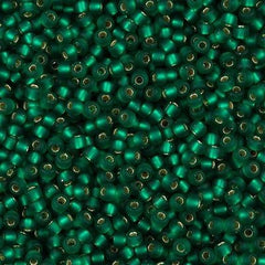 Miyuki Round Seed Bead 8/0 Matte Silver Lined Emerald 22g Tube (17F)