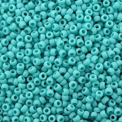Toho Round Seed Bead 8/0 Opaque Matte Turquoise 2.5-inch tube (55F)