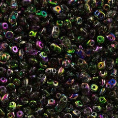 Super Duo 2x5mm Two Hole Beads Crystal Magic Violet Green 22g Tube (00030MVG)