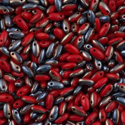 Czech Rizo 2.5x6mm Beads Opaque Red Blue Sky 15g (93200SKY)
