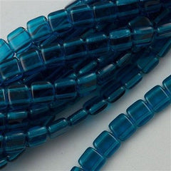 50 CzechMates 6mm Two Hole Tile Beads Capri Blue (60080)