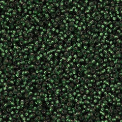 Miyuki Round Seed Bead 15/0 Dyed Semi Matte Silver Lined Leaf Green 2-inch Tube (1642)