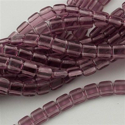 50 CzechMates 6mm Two Hole Tile Beads Amethyst T6-20060