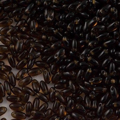 Czech Rizo 2.5x6mm Beads Smoky Topaz 21g Tube (10230)