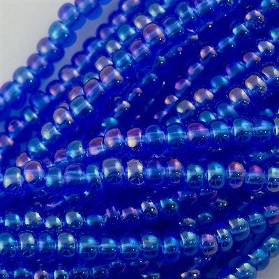 Czech Seed Bead Transparent Sapphire AB 1/2 Hank 8/0 (31050)