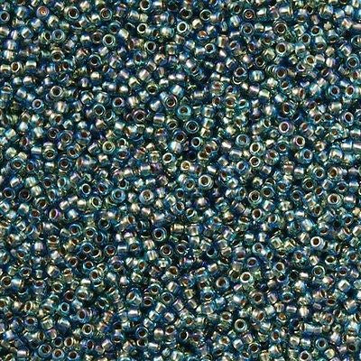 Toho Round Seed Bead 11/0 Inside Color Lined Gold Aqua AB 2.5-inch Tube (995)