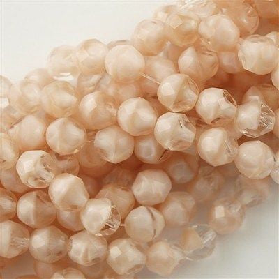 50 Czech Fire Polished 8mm Round Bead Crystal Cream (76000)