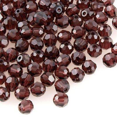 12 TRUE CRYSTAL 4mm Faceted Round Bead Burgundy (515)