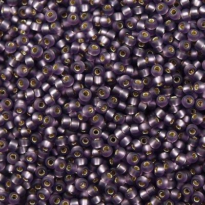Miyuki Round Seed Bead 6/0 Matte Silver Lined Lavender 20g Tube (24F)
