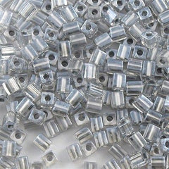 Miyuki 4mm Cube Seed Bead Inside Color Lined Pewter 19g Tube (242)