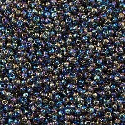50g toho Round Seed Bead 8/0 Transparent Dark Gray AB (176B)