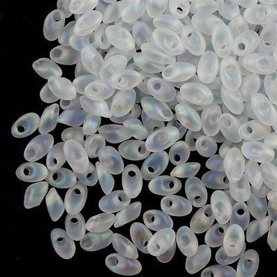 Miyuki Long Magatama Seed Bead Transparent Matte Crystal AB 8g Tube (131FR)