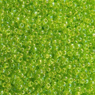 50g toho Round Seed Bead 8/0 Transparent Lime Green AB (164)