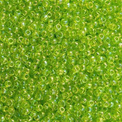 50g Toho Round Seed Bead 8/0 Transparent Lime Green AB (164)
