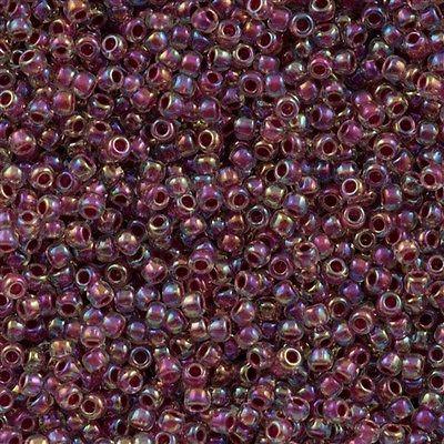 50g Toho Round Seed Beads 11/0 Inside Color Lined Raspberry AB (771)