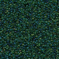 Miyuki Round Seed Bead 15/0 Blue Lined Green 2-inch Tube (332)