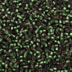 Miyuki Delica Seed Bead 11/0 Semi Matte Silver Lined Dyed Dark Green 2-inch Tube DB690