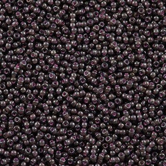 Toho Round Seed Bead 11/0 Luster Black Diamond Lined Pink 2.5-inch Tube (367)