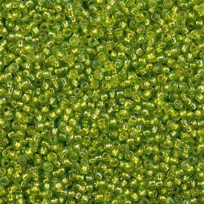 50g Toho Round Seed Beads 11/0 Silver Lined Lime Green AB (2024)