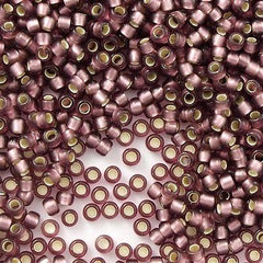 Toho Round Seed Bead 11/0 Transparent Matte Silver Lined Medium Amethyst 2.5-inch Tube (26BF)