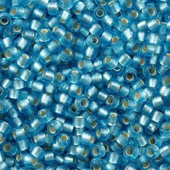 50g Toho Round Seed Beads 11/0 Transparent Matte Silver Lined Light Caribbean (23F)