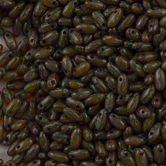 Czech Rizo 2.5x6mm Beads Lime Dark Travertin 21g Tube (81210TD)