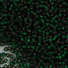 Miyuki Triangle Seed Bead 8/0 Matte Silver Lined Dark Green 15g TR8-1806F
