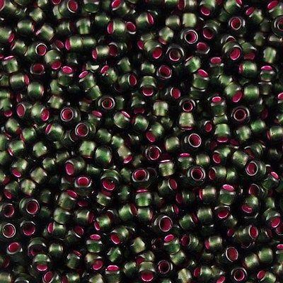 50g Toho Round Seed Beads 6/0 Matte Silver Lined Olivine Pink (2204)