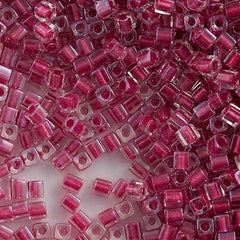 Miyuki 3mm Cube Seed Bead Inside Color Lined Rose 15g (2603)