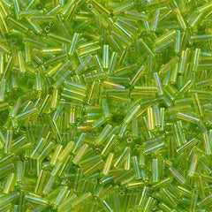 25g Miyuki 6mm Bugle Bead Transparent Lime AB (258)