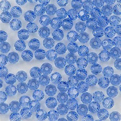 12 TRUE CRYSTAL 4mm Faceted Round Bead Light Sapphire (211)