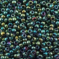 Toho Round Seed Beads 6/0 Higher Metallic Green Iris 5.5-inch tube (507)