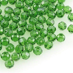 12 TRUE CRYSTAL 4mm Faceted Round Bead Fern Green (291)