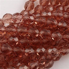 50 Czech Fire Polished 8mm Round Bead French Rose (70500)