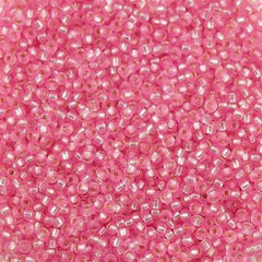 50g Miyuki Round Seed Bead 11/0 Silver Lined Dyed Pink (22)