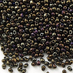 Tiny Miyuki Drop Seed Bead Metallic Dark Olive 9g Tube (458)