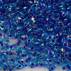 Miyuki Long Magatama Seed Bead Cobalt Lined Aqua AB 8g Tube (353)
