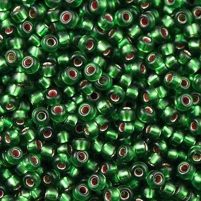 50g Miyuki Round Seed Bead 11/0  Silver Lined Dyed Leaf Green (1661)