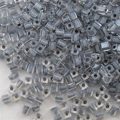 Miyuki 4mm Square Cube Seed Bead Inside Color Lined Grey 15g (240)