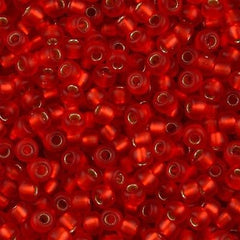 Miyuki Round Seed Bead 8/0 Matte Silver Lined Red 22g Tube (10F)