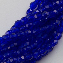 100 Czech Fire Polished 3mm Round Bead Cobalt (30090)