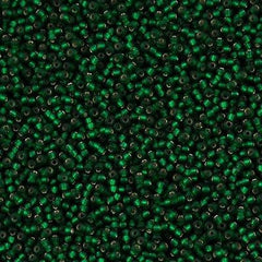 Miyuki Round Seed Bead 15/0 Matte Silver Lined Dark Emerald 2-inch Tube (27F)