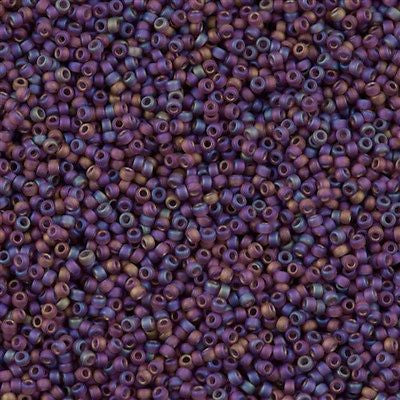 Miyuki Round Seed Bead 15/0 Matte Dark Smoky Amethyst AB 2-inch Tube (153FR)