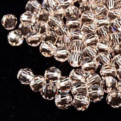 12 TRUE CRYSTAL 4mm Faceted Round Bead Silk (391)