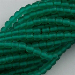 200 Czech 4mm Pressed Glass Round Beads Matte Emerald (50730M)